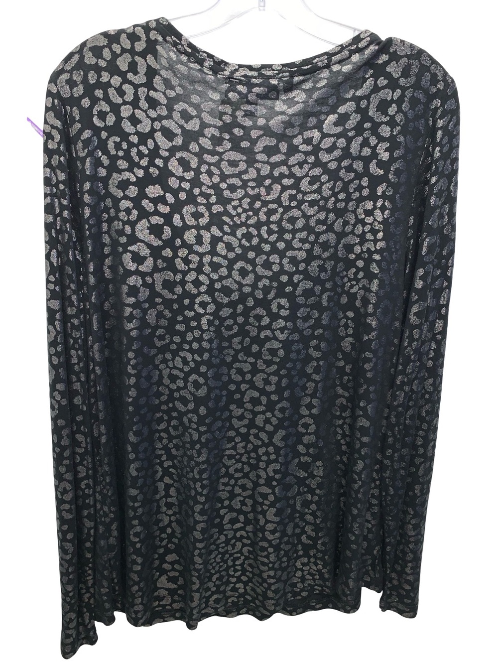 Jennifer Lopez Shimmering Silver Foil Leopard Print Top Size XL NWT - Picture 2 of 3